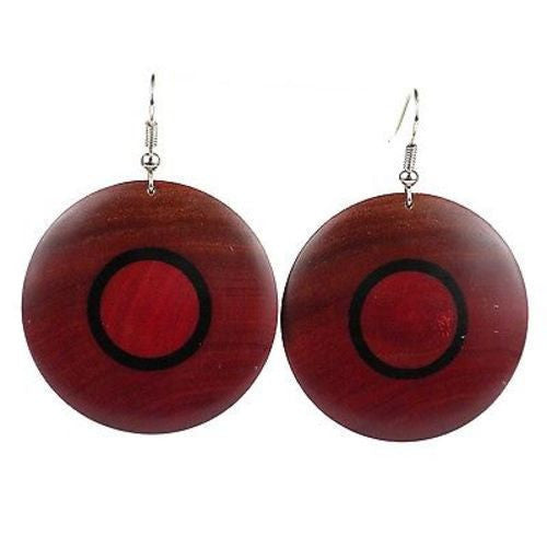 African Rosewood Disk Earrings Handmade and Fair Trade