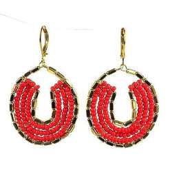 Byzantine Earrings in Red and Gold Handmade and Fair Trade