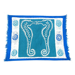 Handpainted Blue Seahorse Batiked Placemat - Tonga Textiles