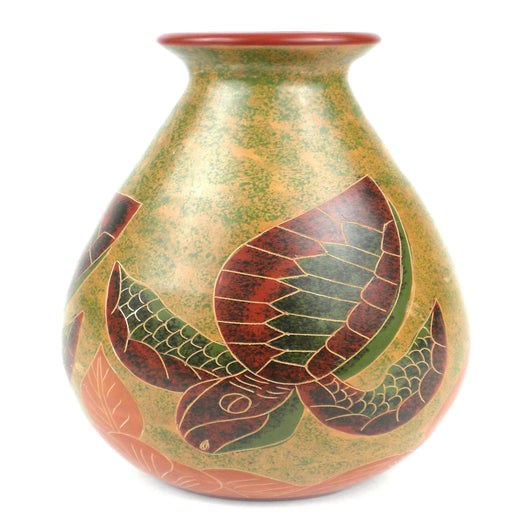 9 inch Tall Vase - Turtle Handmade and Fair Trade