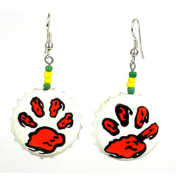 Recycled Bottlecap Tiger Paw Earrings Handmade and Fair Trade