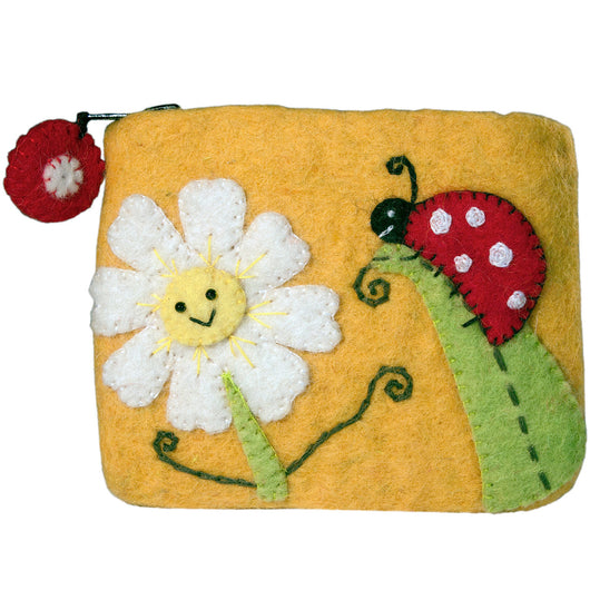 Felt Coin Purse - Daisy Ladybug Handmade and Fair Trade