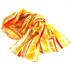 Yellow Columns Design Cotton Scarf Handmade and Fair Trade