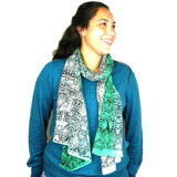 Three Shades Green Cotton Scarf - Asha Handicrafts