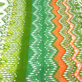 White,Peach and Green Ikat Cotton Scarf - Asha Handicrafts