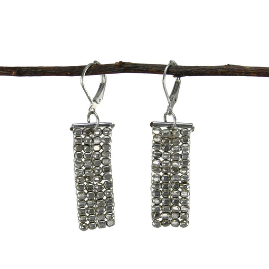 Rectangle Cubist Earrings - silver Handmade and Fair Trade