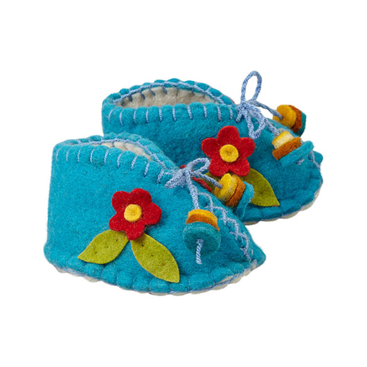 Blue Zooties with Flower Baby Booties - Silk Road Bazaar