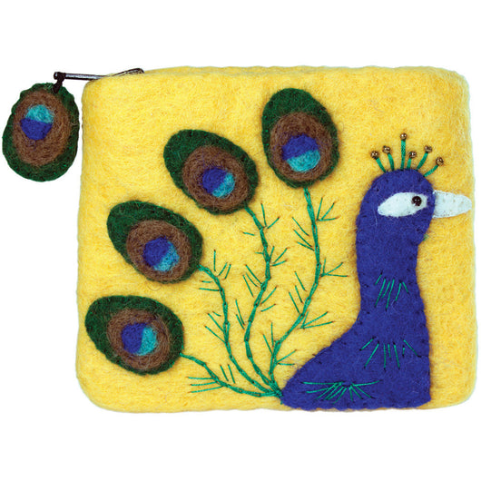 Felt Coin Purse - Peacock - Wild Woolies (P)