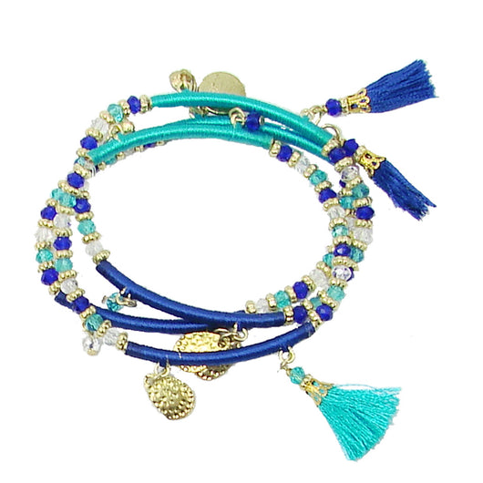 Triple Threaded Charm Bracelet - Cobalt - WorldFinds