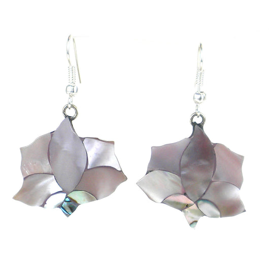 Abalone Pink Lotus Earrings - Artisana