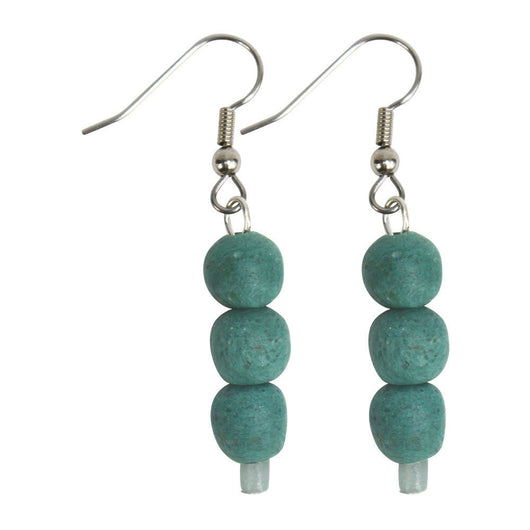 Recycled Teal Glass Earrings - Global Mamas