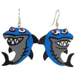 Painted Shark Earrings Handmade and Fair Trade