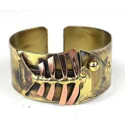 Fishbone Brass Bangle Handmade and Fair Trade