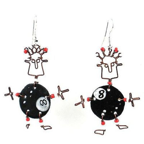 Dancing Girl Eight Ball Earrings Handmade and Fair Trade