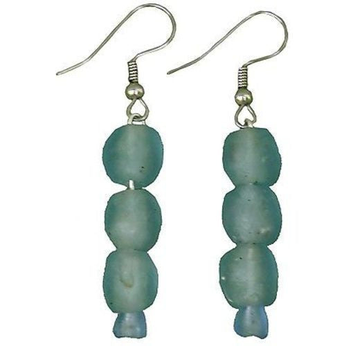 Sky Blue Pearl Glass Bead Earrings Handmade and Fair Trade