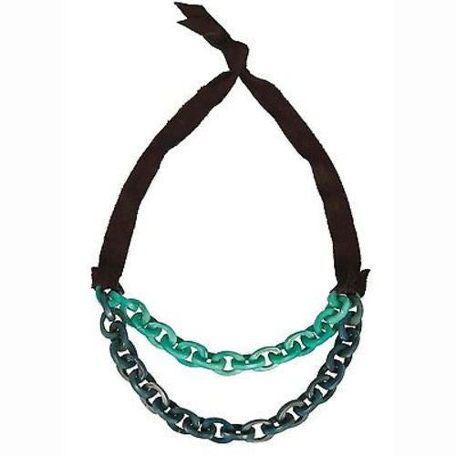 Dual Tagua Link Necklace in Aqua Handmade and Fair Trade