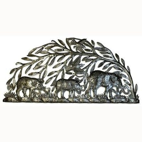 Steel Drum Art - Semi Circle Elephants Handmade and Fair Trade