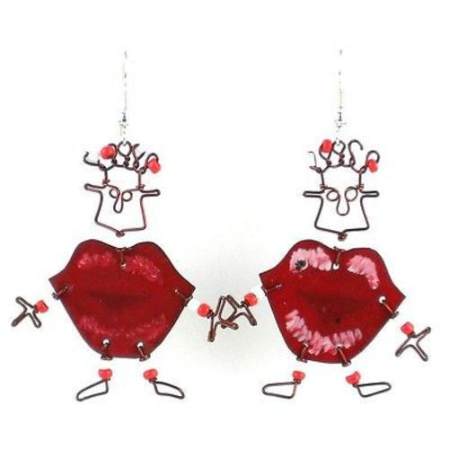 Dancing Girl Kiss Me Quick Earrings Handmade and Fair Trade