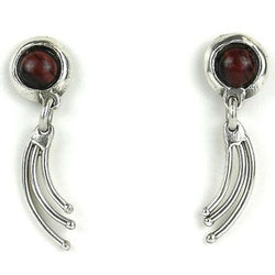 Silverplated Spray and Tiger Eye Post Earrings - Brass Images (E)