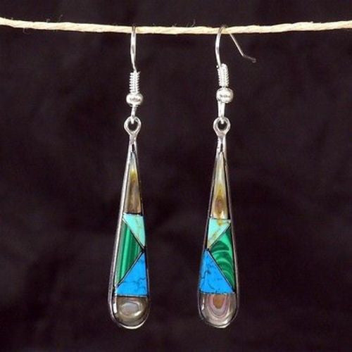 Stone and Shell Tear Drop Earrings Handmade and Fair Trade