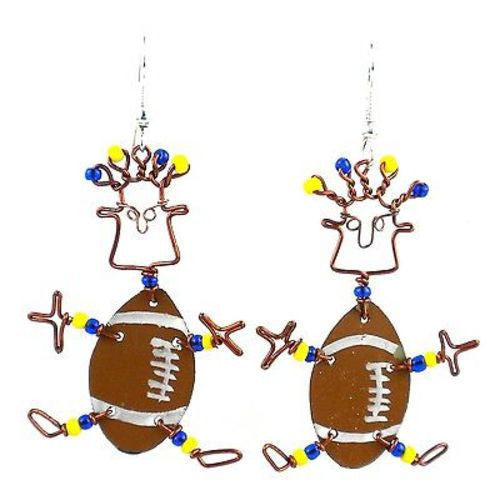 Dancing Girl American Football Earrings Handmade and Fair Trade