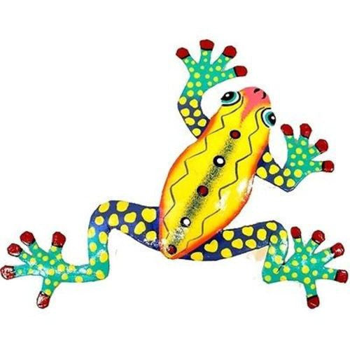 Ten Inch Metal Yellow Frog Handmade and Fair Trade