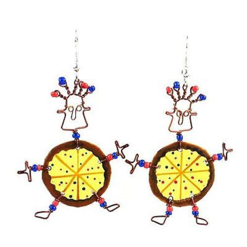 Dancing Girl Pizza Earrings Handmade and Fair Trade