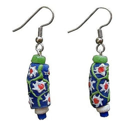 Recycled Glass Prosperity Bead Sister Earrings Handmade and Fair Trade