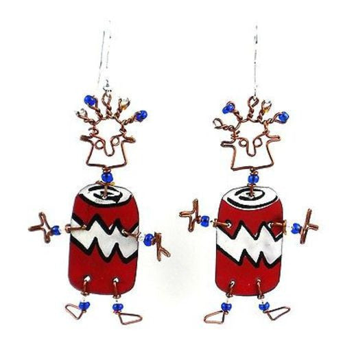 Dancing Girl Soda Can Earrings Handmade and Fair Trade