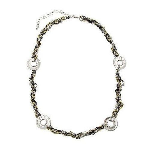 Dotted Disc Metallic Chainlink Necklace Handmade and Fair Trade