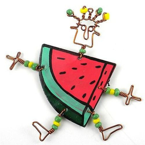 Dancing Girl Melon Slice Pin Handmade and Fair Trade