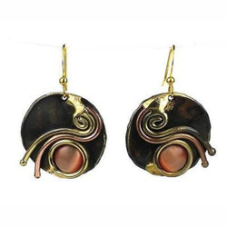 Peach Tiger Eye Swirl Earrings Handmade and Fair Trade