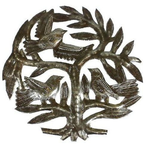 Haitian Steel Drum Tree of Life 8 inch Wall Art Handmade and Fair Trade