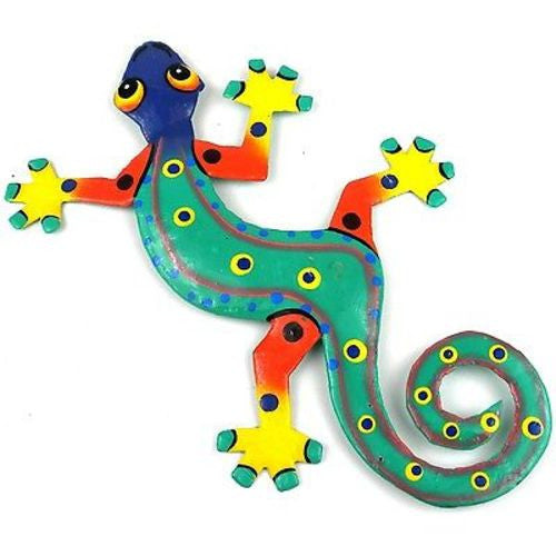 Eight Inch Blue Headed Metal Gecko - Caribbean Craft