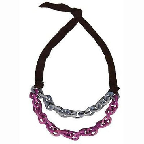 Dual Tagua Link Necklace in Periwinkle Handmade and Fair Trade