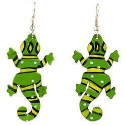 Painted Gecko Earrings Handmade and Fair Trade