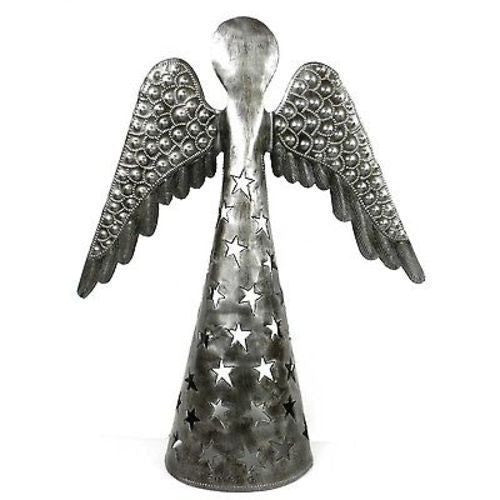 14-inch Metalwork Angel - Wings Down  Handmade and Fair Trade