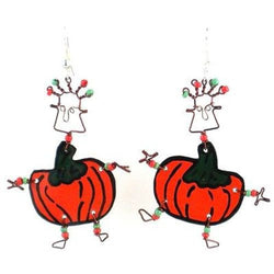 Dancing Girl Pumpkin Earrings Handmade and Fair Trade