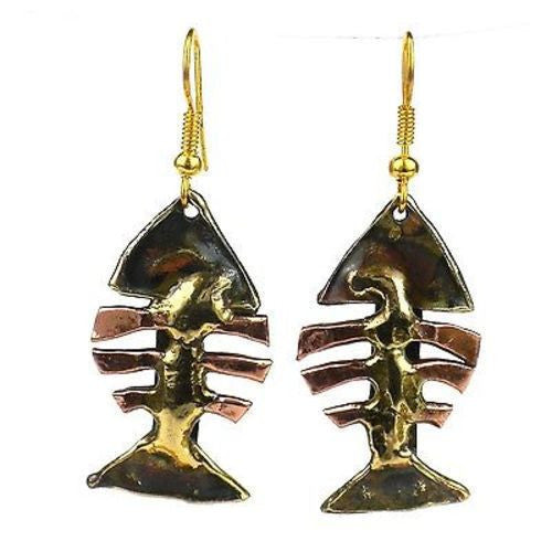 Fishbone Brass Earrings Handmade and Fair Trade