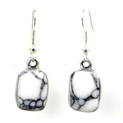 Howlite Rectangle Drop Earrings Handmade and Fair Trade