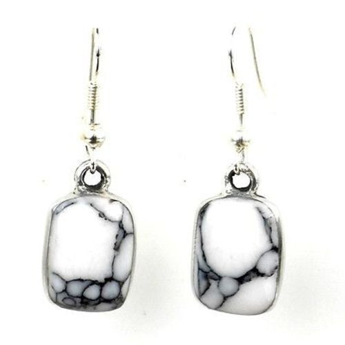 Howlite Rectangle Drop Earrings Handmade and Fair Trade