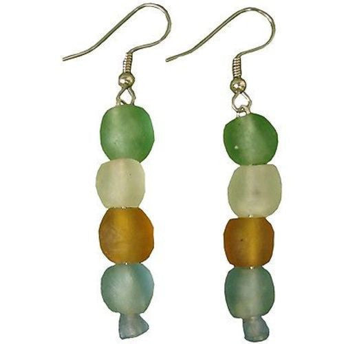 Rainbow Pearl Glass Bead Earrings Handmade and Fair Trade