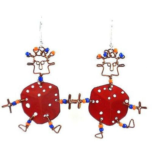 Dancing Girl Lucky Dice Earrings Handmade and Fair Trade