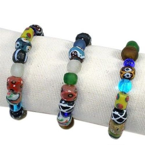 Hand Painted Glass Bead Bracelet - Kenya