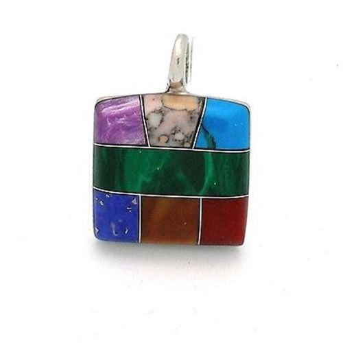 Small  Polished Stone & Alpaca Silver Pendant Handmade and Fair Trade