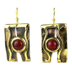 Carnelian Mountain Brass Earrings Handmade and Fair Trade