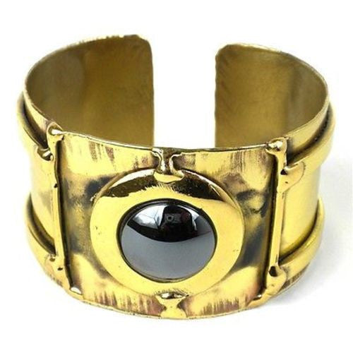 Between the Lines Hematite Brass Cuff Handmade and Fair Trade