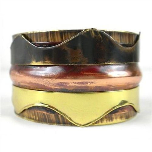 Triple Copper and Brass Cuff Handmade and Fair Trade