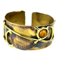 Symphony Tiger Eye Brass Cuff Handmade and Fair Trade