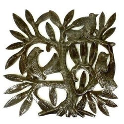 Haitian Steel Drum Tree of Life Sq 8 inch Wall Art Handmade and Fair Trade